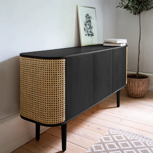 Rattan discount black cabinet